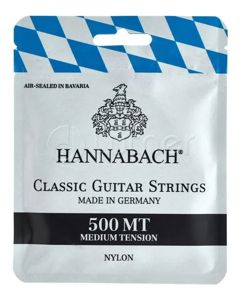 Комплект струн для классической гитары, посеребренная медь, среднее натяжение. Hannabach 500MT